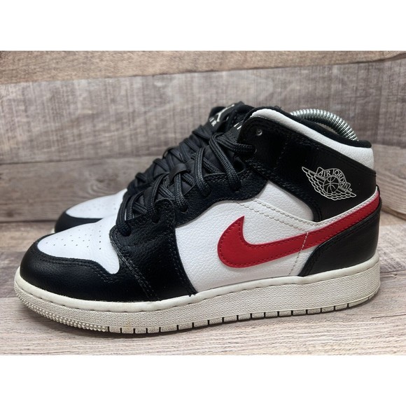 Nike Air Jordan 1 Mid Retro Basketball Multi Color Swoosh 554725-052 Youth Sz 6Y